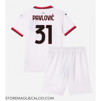 AC Milan Strahinja Pavlovic #31 Maglia Gara Trasferta Repliche 2024-25 Bambino Maniche Corte